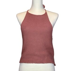 NWT M 100% cotton mauve knitted halter top